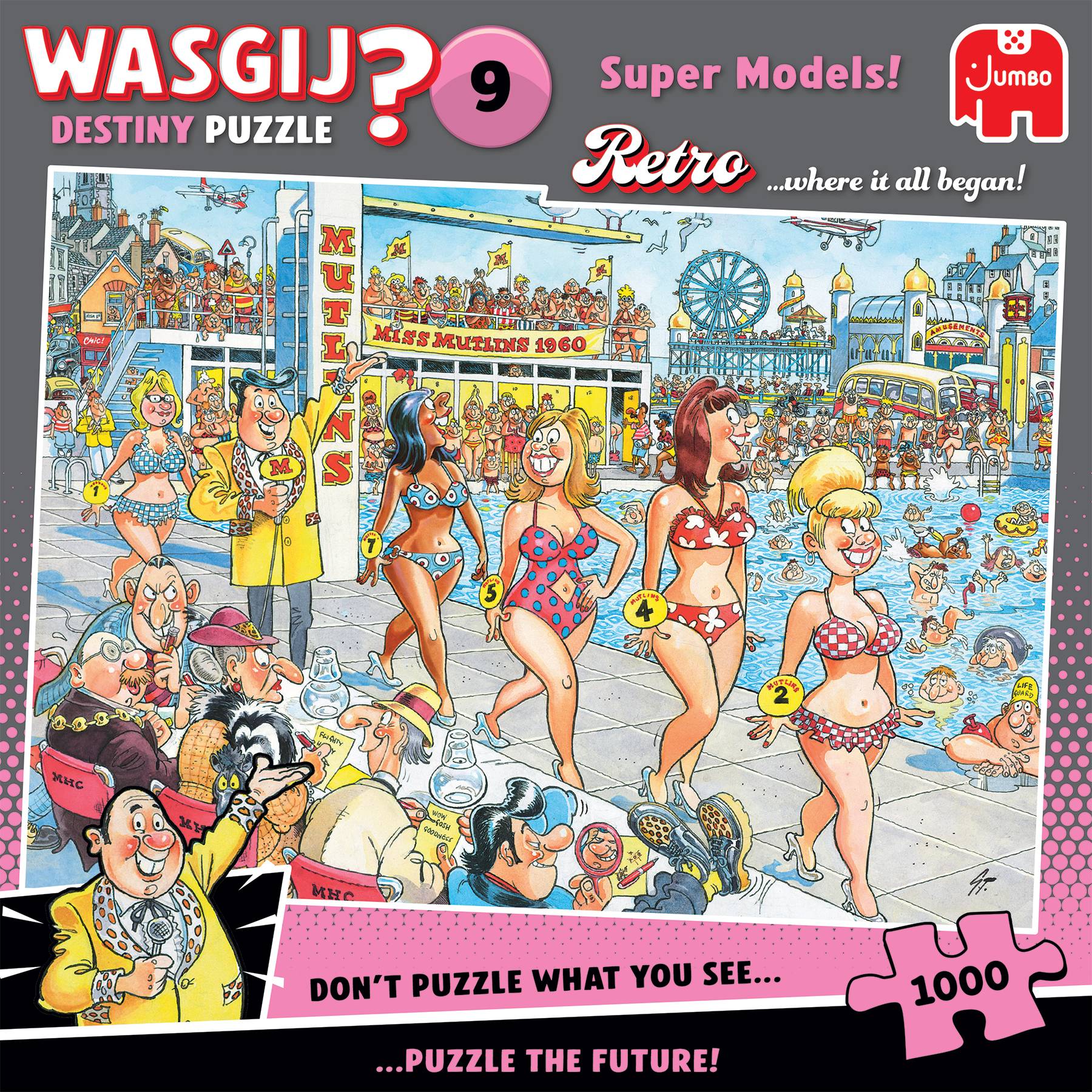 Jumbo Spiele 1110100503 Wasgij Destiny Retro 9 Supermodels! 1000 Teile Puzzle