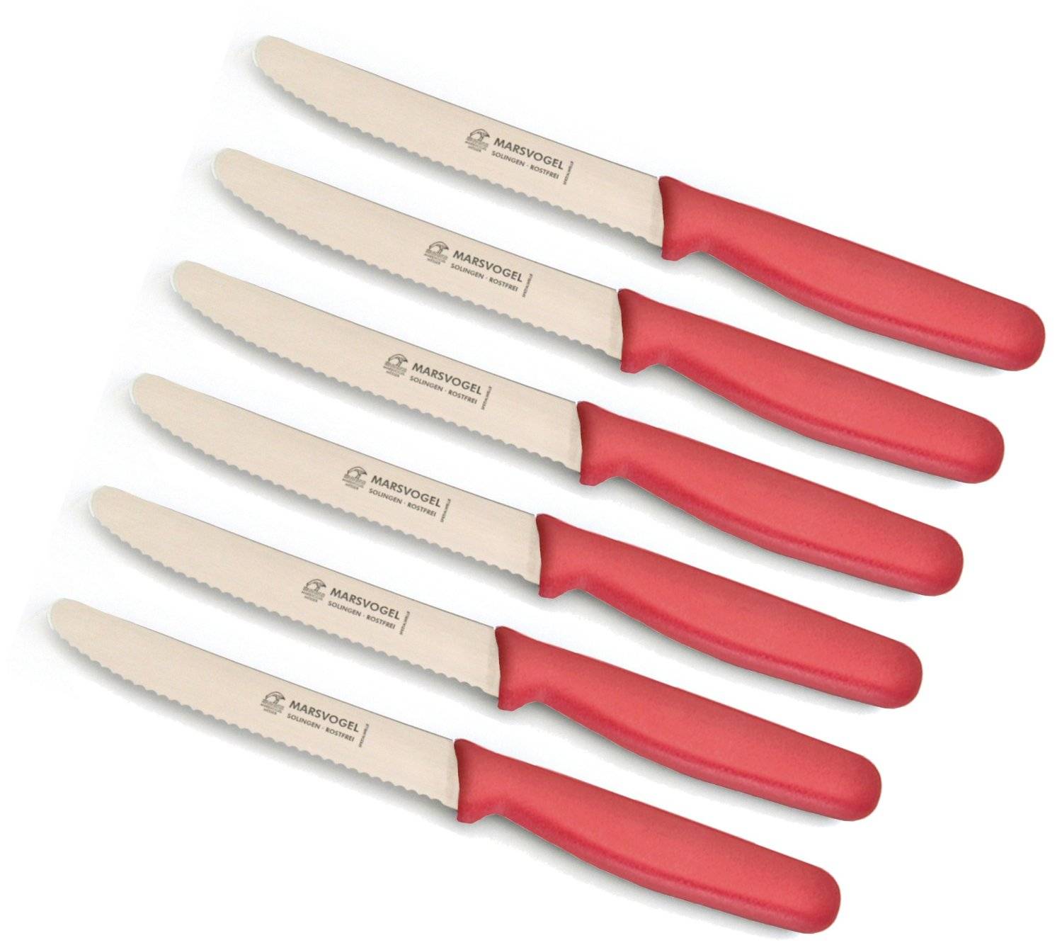 Marsvogel | Tafelmesser 6er Set | PP-Griff in Rot | Solingen Qualität