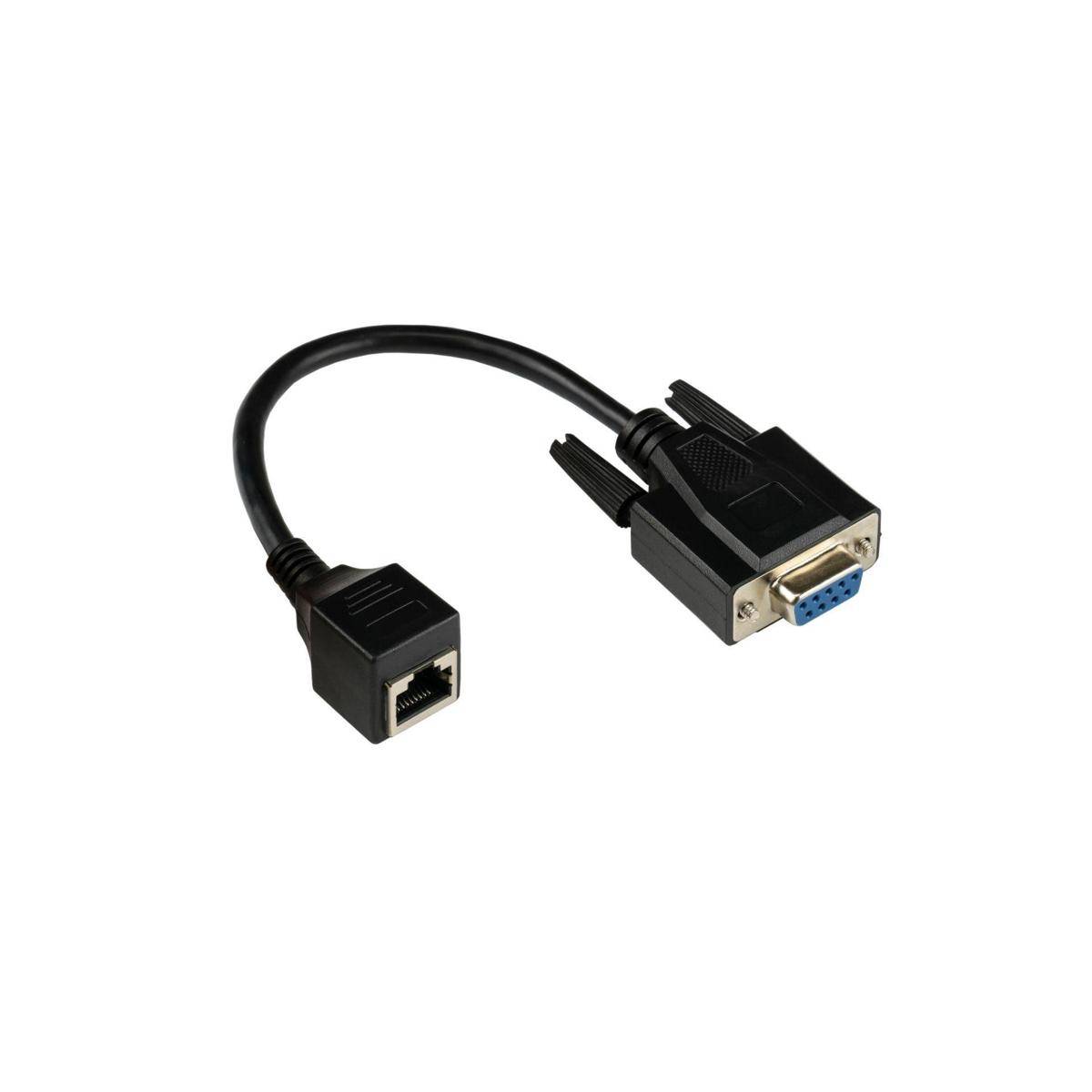 Adapterkabel RJ45 Buchse an RS232 seriell D-SUB 9-Pol Buchse, 1:1, schwarz, 0,1m