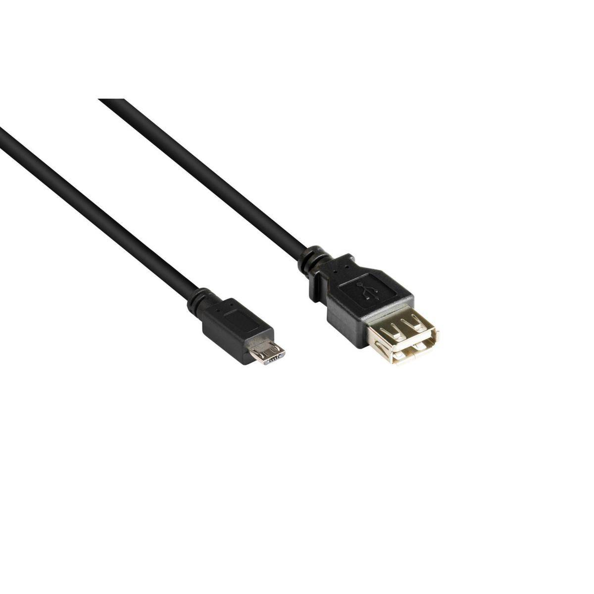 SO-38166 - Adapterkabel USB 2.0 OTG (On-the-go), Stecker Micro B an Buchse A, schwarz, 0,1m