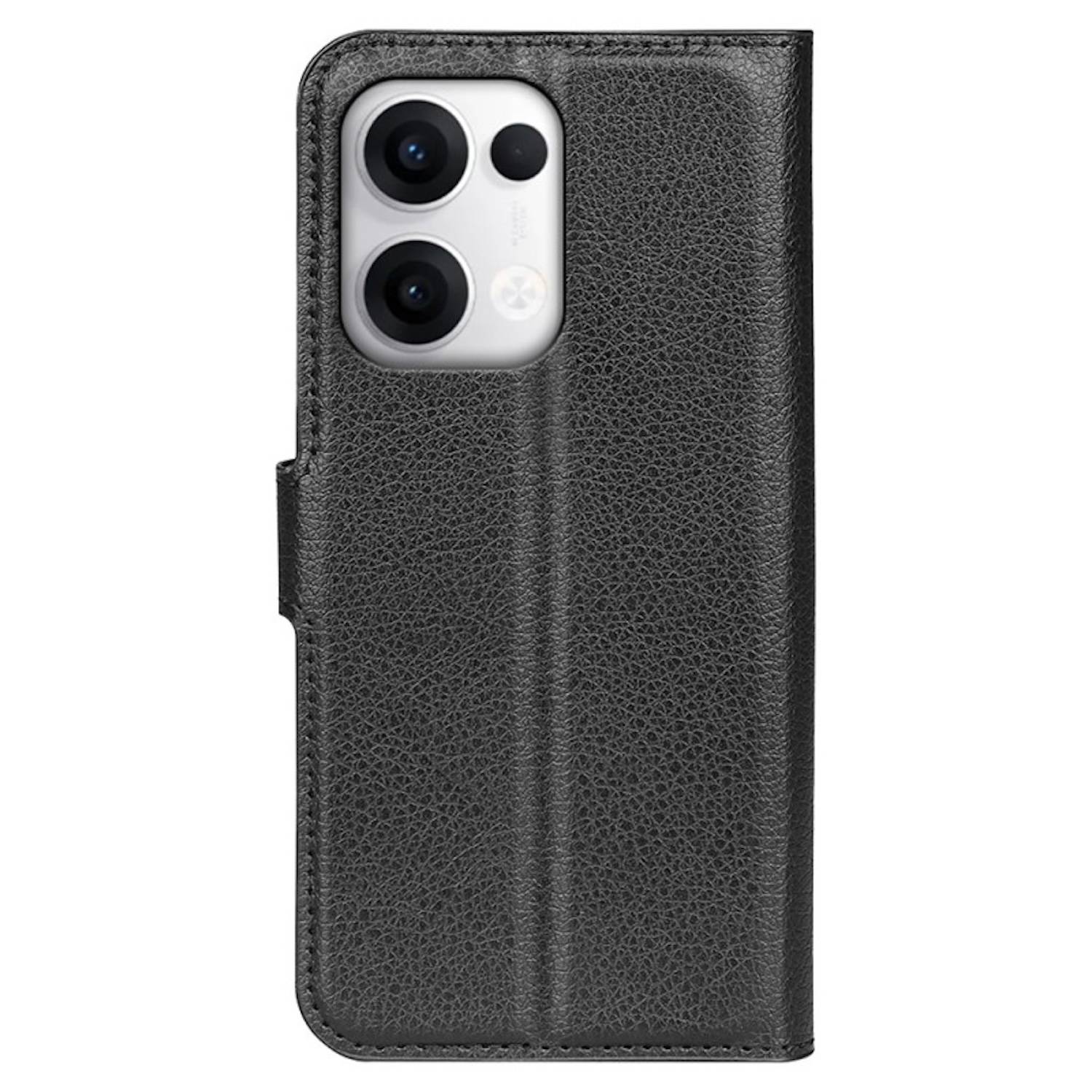 Für Oppo Reno 13 Pro 5G Handy Tasche Schwarz Etuis Kunst-Leder Hülle Case + 4D Curved H9 Hart Glas