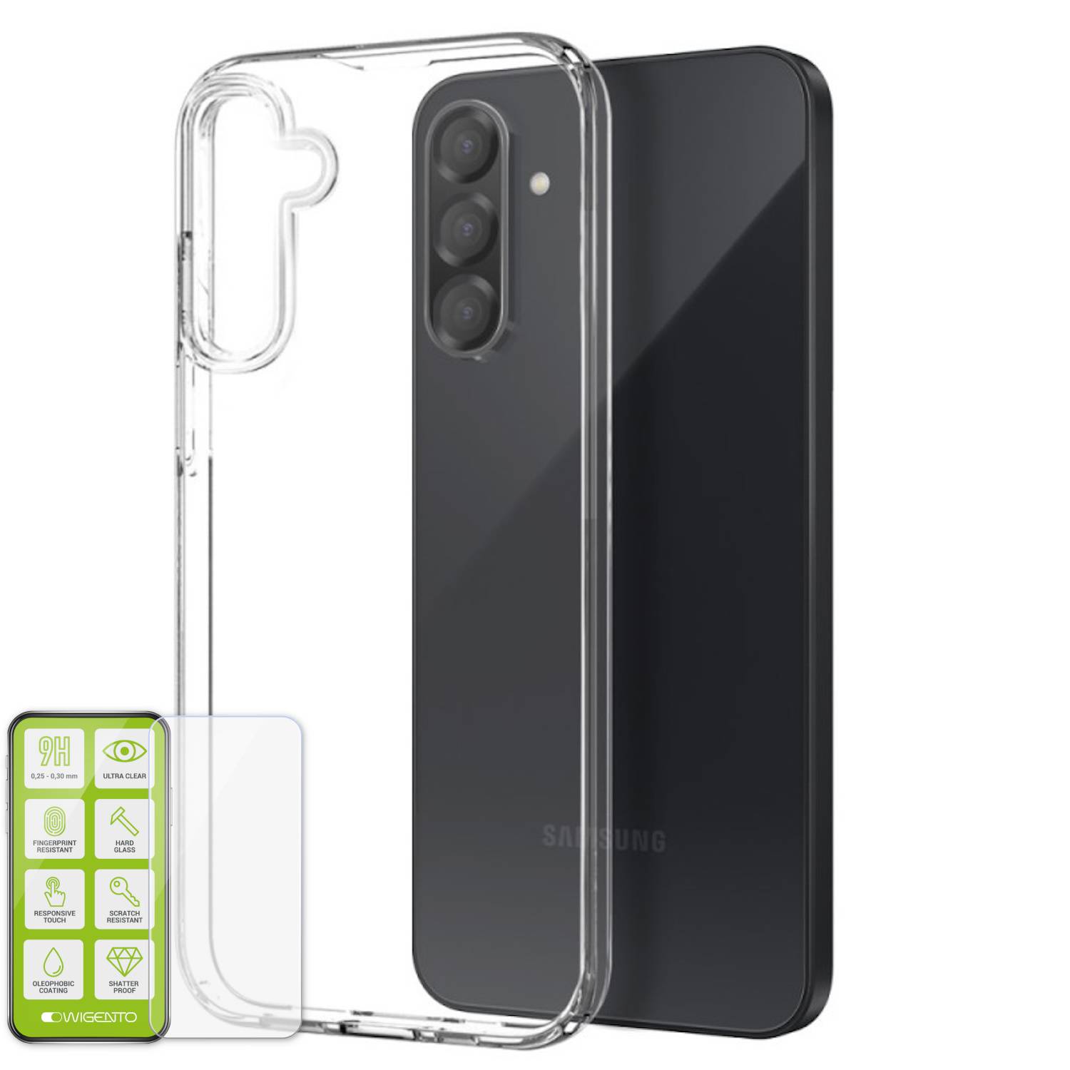 Für Samsung Galaxy A56 / A36 Silikon TPU Schutz Hülle Transparent + H9 Hart Glas