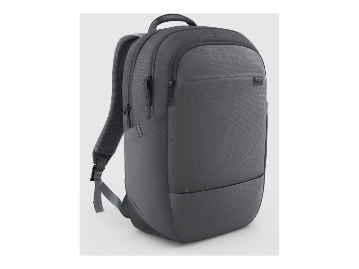 Grauer Rucksack mit gepolsterten Schultergurten, vor einem einfachen hellen Hintergrund dargestellt.