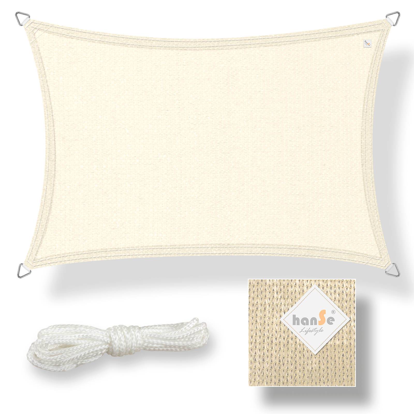 hanSe Marken Sonnensegel Sonnenschutz Schattensegel 2x4m Creme Rechteck