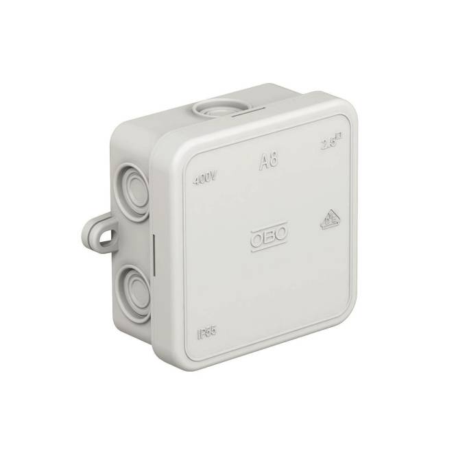 OBO A 8 Kabelabzweigkasten 75x75x36 PE lichtgrau RAL7035 2000016 Install.Baumaterial Inst.Dosen
