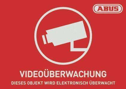 ABUS Warnaufkleber Video -D- AU1420 148x105mm rot mit Abus Logo Install.Baumaterial