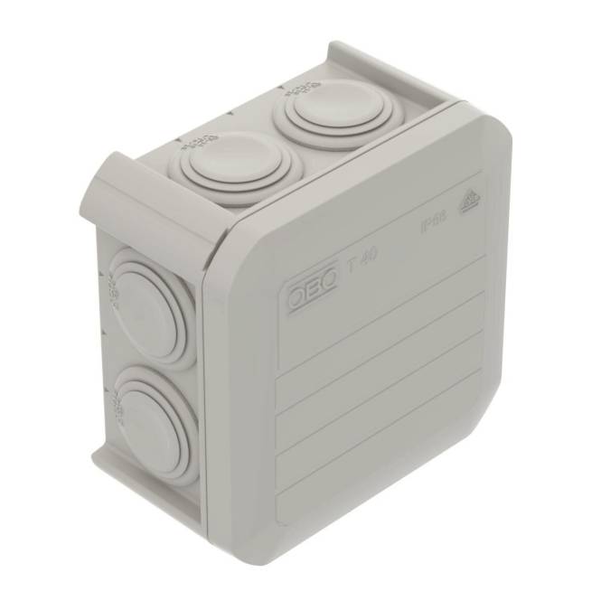 OBO T 40 Kabelabzweigkasten m.Einführungen 90x90x52 PP lgr 2007045 Install.Baumaterial Inst.Dosen