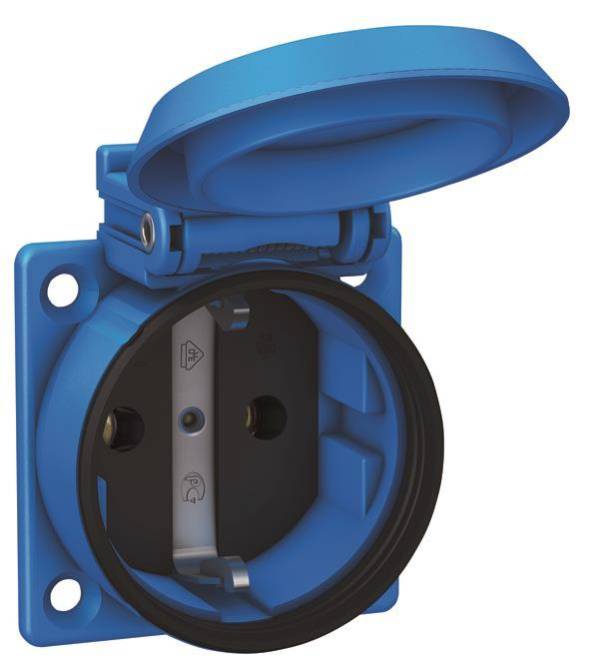 ABL Einbau-SCHUKO-Steckdose, 1561050 blau IP54 m. Schraubanschluss Install.Baumaterial