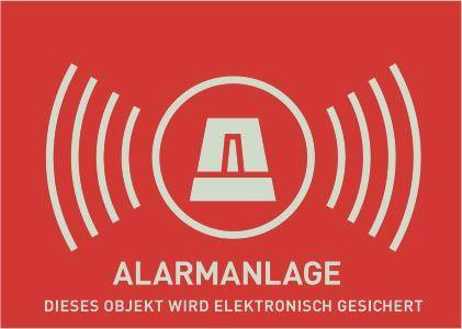 ABUS Warnaufkleber Alarm -D- AU1322 148x105mm Install.Baumaterial Hauskomm/Batt/Sicher