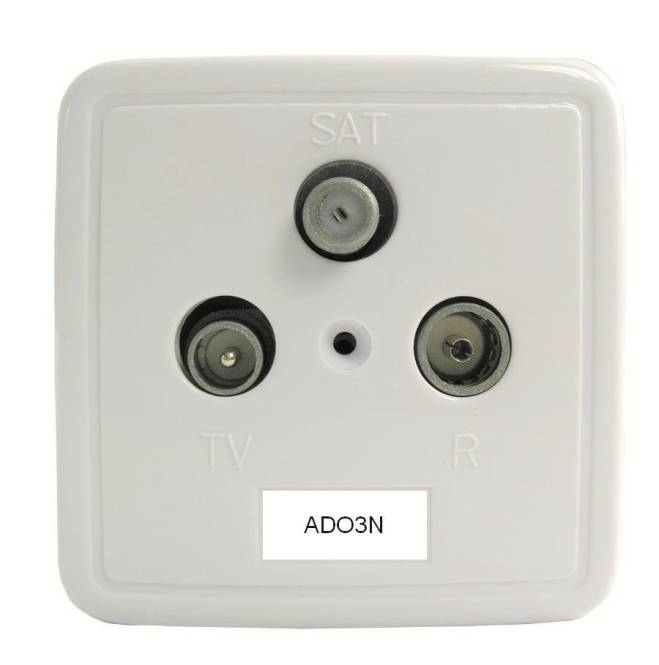 Televes Stichleitungsdose 3-fach ADO3N m.AP-Rahmen+Platte reinweiß 522001 Install.Baumaterial