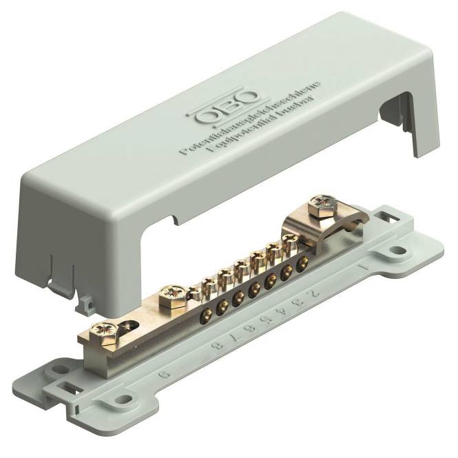 OBO 1809 Potentialausgleichsschiene 188mm CuZn grau 5015073 Install.Baumaterial Befestigungsmaterial