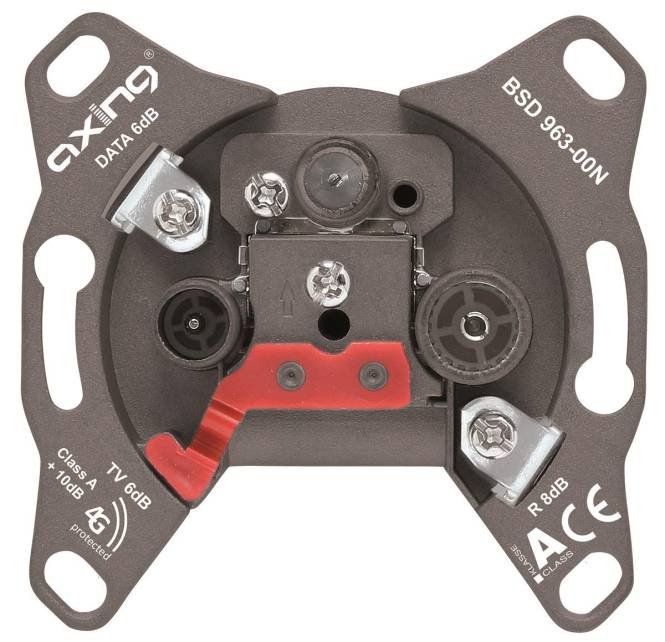 AXING Einzel-/Stichdose BSD 963-00N Multimedia 3Loch 5-1006MHz 6dB Kl.A+ Install.Baumaterial