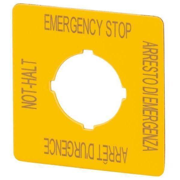 EATON M22-XYK11 Schild NOT-HALT 121373 50x50mm gelb DE EN FR IT Industriematerial Ind-Schaltgeraete