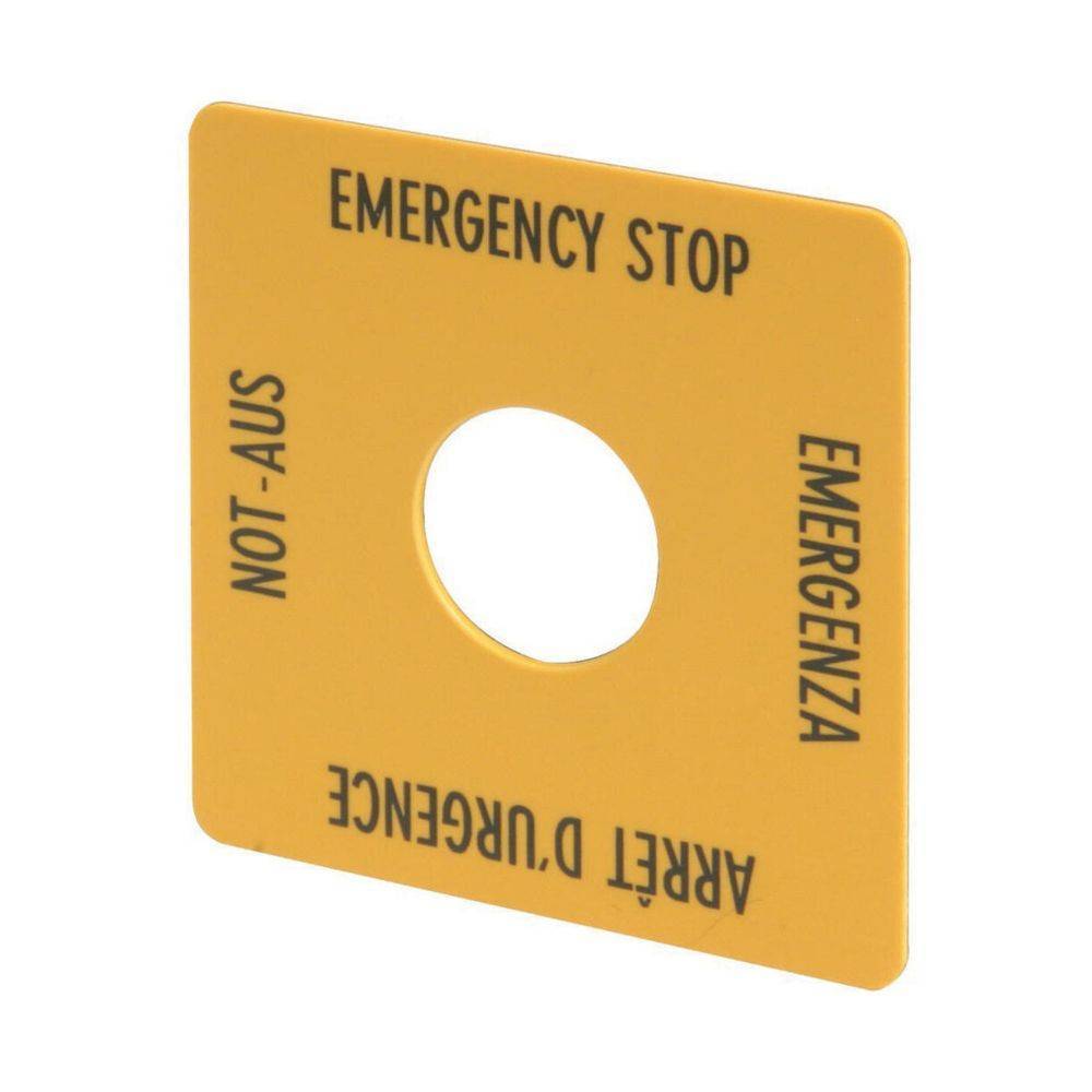 EATON M22-XYK1 Schild NOT-AUS 216484 gelb 50x50mm 4-sprachig DE EN FR IT Industriematerial