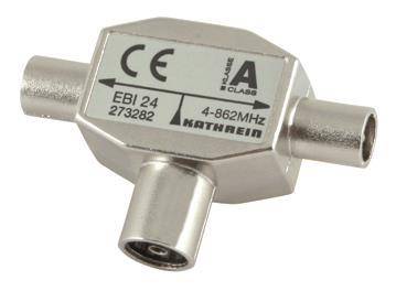KATH T-Stecker TV EBI 24 1xE:IEC-Buchse/ 2xA:IEC-Stecker Install.Baumaterial Antennen