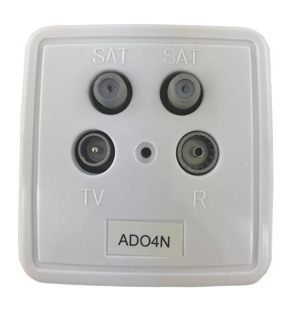 Televes TWIN-Stichleitungsdose ADO4N 4-fach m.AP-Rahmen+Pl. reinweiß 516110 Install.Baumaterial