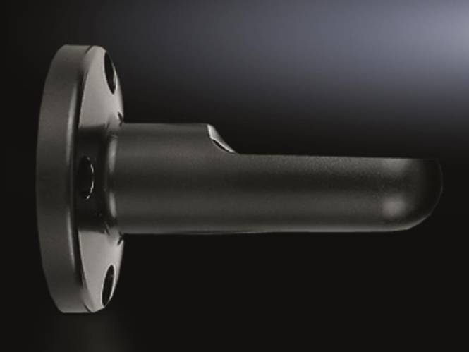 Ein schwarzes zylindrisches Werkzeug mit einer konischen Spitze und einer flachen Basis, teilweise beleuchtet vor einem dunklen Farbverlaufshintergrund.