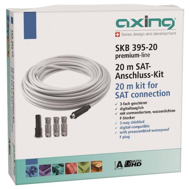 AXING Koaxialkabelset 20m SKB 395-20 Schirmungsmaß 100dB bei 30...1000MHz Install.Baumaterial