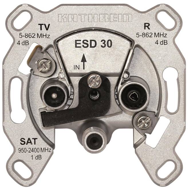 KATH Antennendose Stich 3fach ESD 30 2x5-862+950-2400MHz AD:1dB Install.Baumaterial Antennen