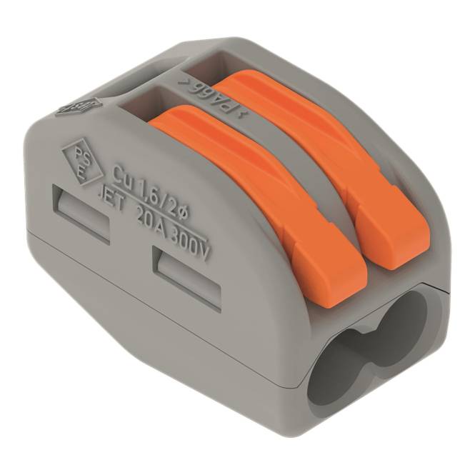 WAGO 222-412 CLASSIC-Verbindungsklemme, für alle Leiterarten,max. 4 mm²,grau (Inhalt 50 Stück)