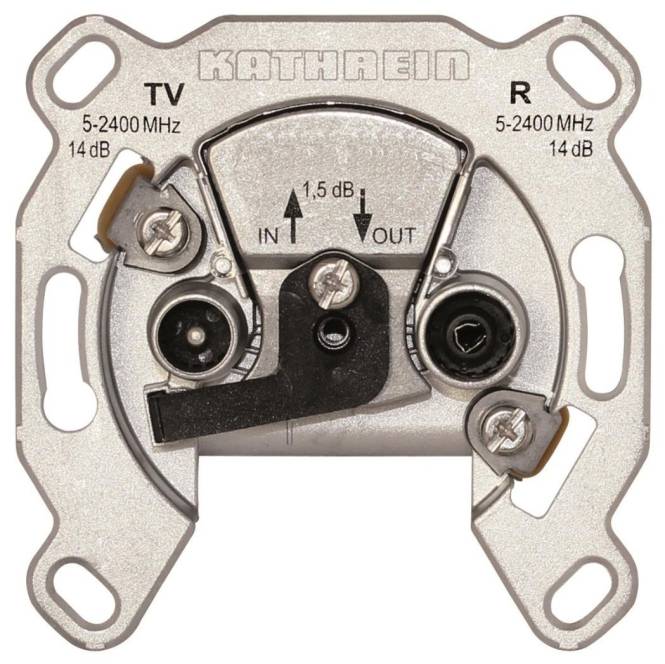 KATH Antennendose Durchgang 2fach ESD 52 2x47-2400MHz AD:15dB DD:1,9dB Install.Baumaterial Antennen