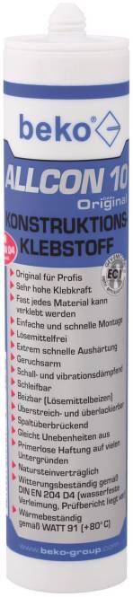 BEKO Konstruktions-Klebstoff 260100310 !!! beige 310ml Kartusche Allcon 10 Install.Baumaterial