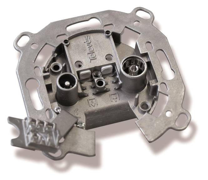 Televes Antennendose Durchgang UD2410ST Stecktechnik 2,5dB Dämpfung Install.Baumaterial Antennen