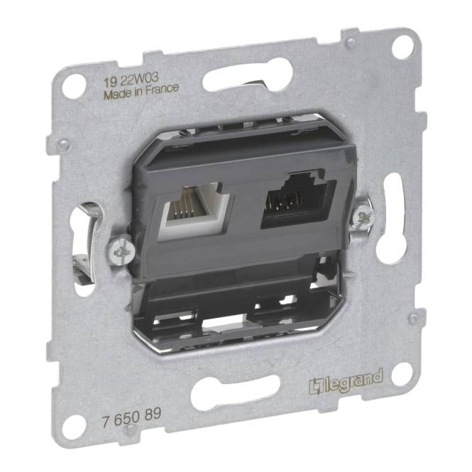 Legrand 765089 SEANO Einsatz Datendose RJ11+RJ45 Kat.6 UTP Install.Baumaterial Antennen