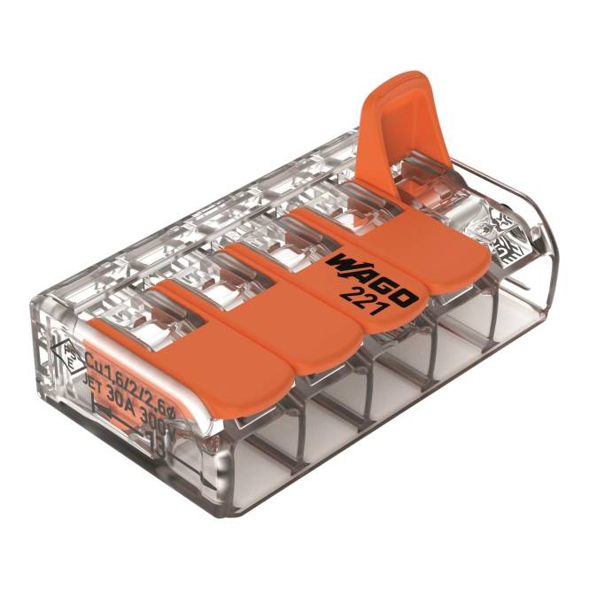 WAGO 221-615 COMPACT-Verbindungsklemme, für alle Leiterarten,max. 6 mm² (Inhalt 15 Stück)