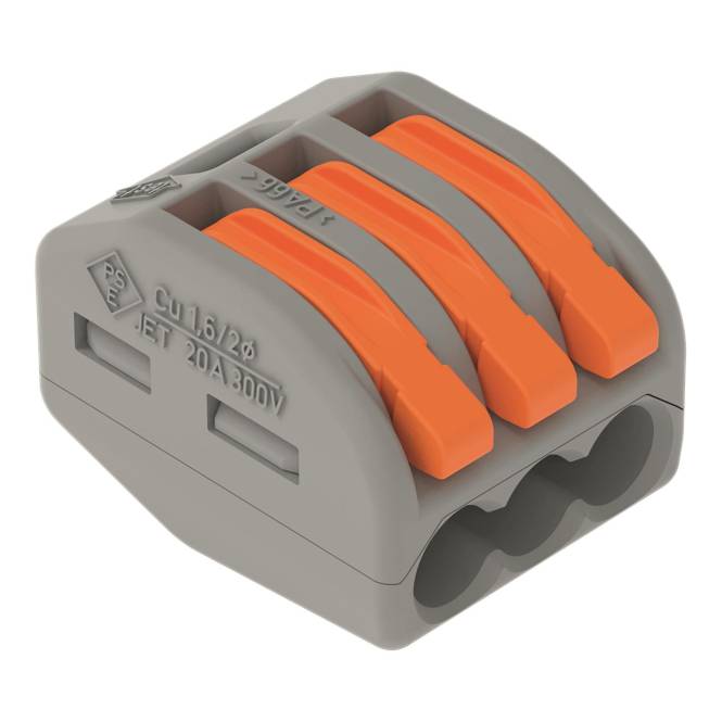 WAGO 222-413 CLASSIC-Verbindungsklemme, für alle Leiterarten,max. 4 mm²,grau (Inhalt 50 Stück)