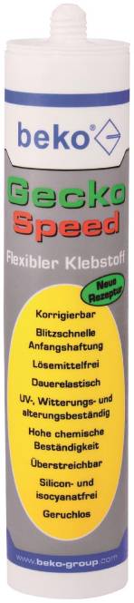 Beko 2472901gecko Speed 290ml 2472901 weiß flexibler Klebstoff Install.Baumaterial