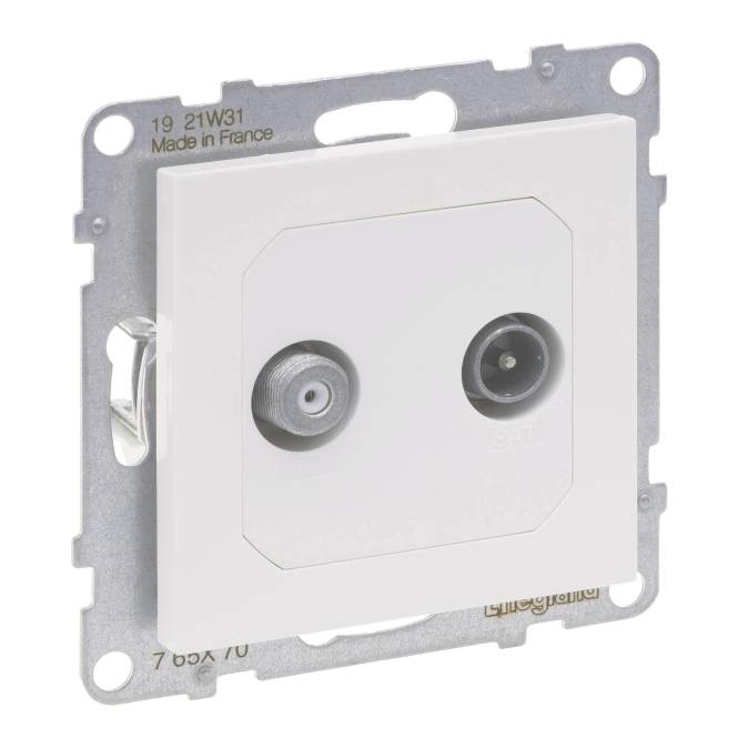 Legrand 765170 SEANO Einzeldose TV-SAT f 2 Kabel u.HD-TV Ultraweiß Install.Baumaterial Antennen