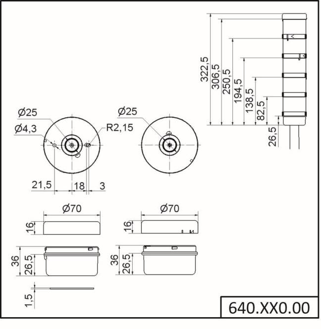 Werma Anschlusselement RM 64081000 12-230VAC/DC schwarz Rohrmontage Industriematerial