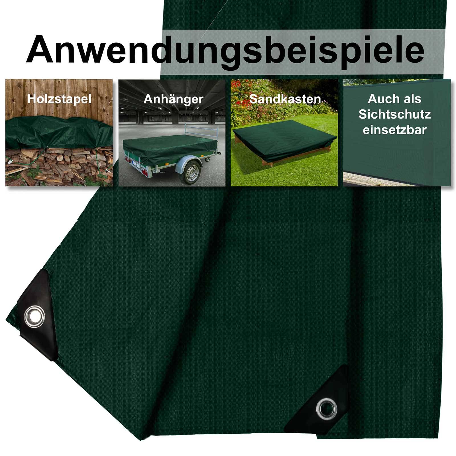 hanSe Abdeckplane Gewebeplane Schutzfolie PE Plane Schutzplane 4x5m Grün 140g/m²