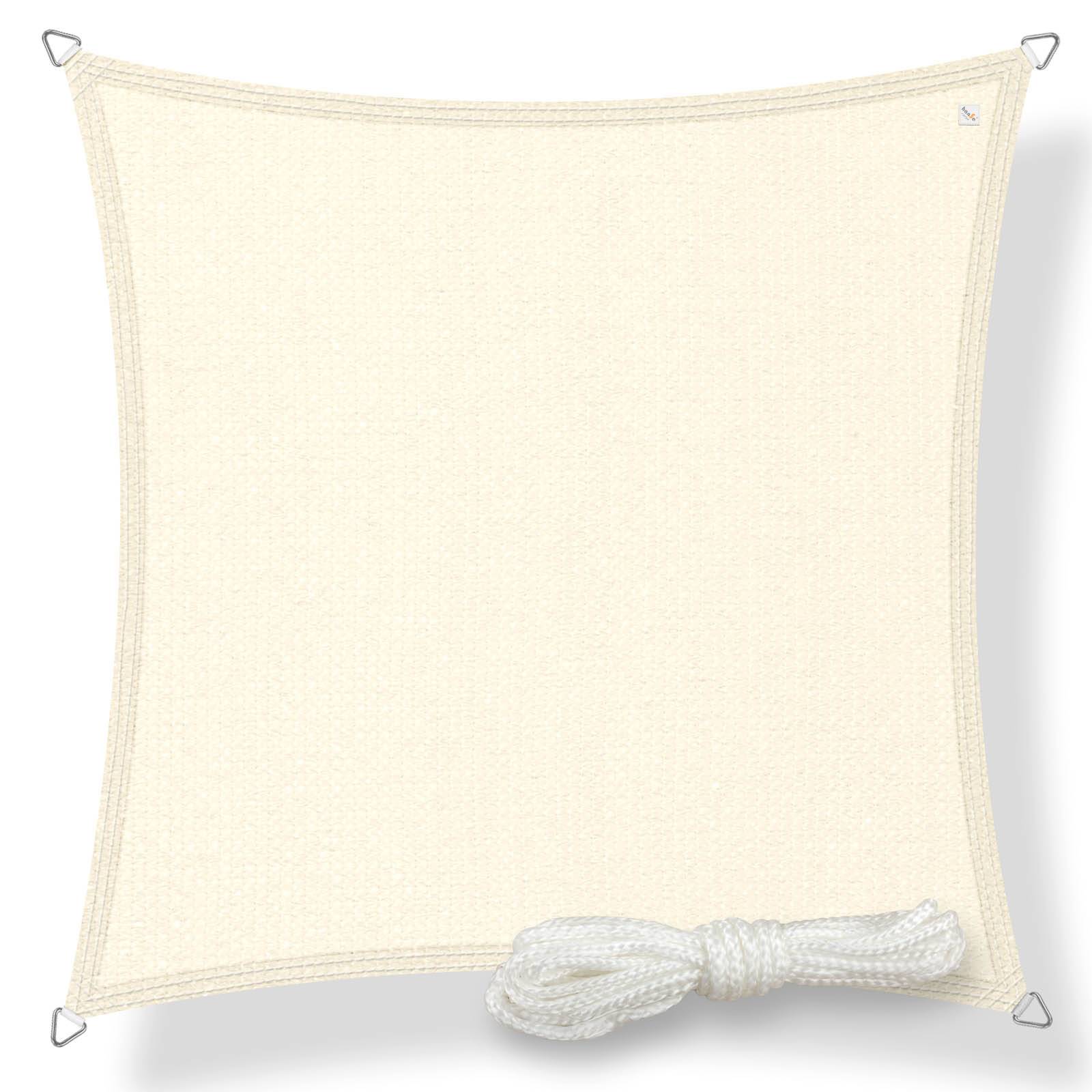 hanSe Marken Sonnensegel Sonnenschutz Schattensegel HDPE Quadrat 2x2m Creme