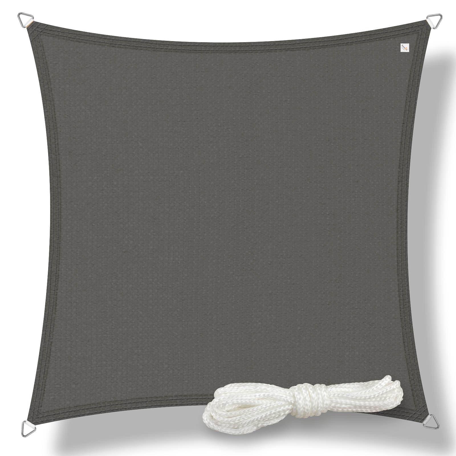 hanSe Marken Sonnensegel Sonnenschutz Schattensegel HDPE Quadrat 2x2m Graphit