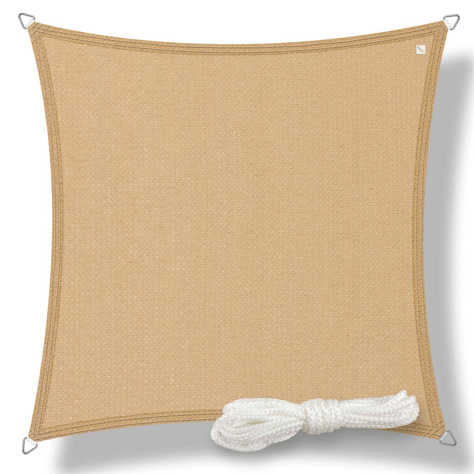 hanSe Marken Sonnensegel Sonnenschutz HDPE Quadrat 2x2m Sand