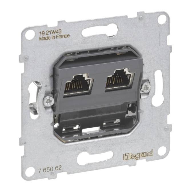 Legrand 765062 SEANO Einsatz Datendose 2xRJ45 Kat.6A STP geschirmt Install.Baumaterial Schalter