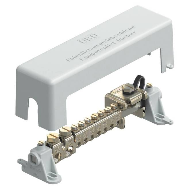 OBO 1801 VDE Potentialausgleichsschiene ** 217mm CuZn grau 5015650 Install.Baumaterial