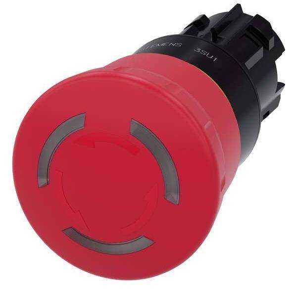 Siemens 3SU10011HB200AA0 Not-Halt-Pilz- drucktaster bel. 22mm rund rot Drehent. Industriematerial