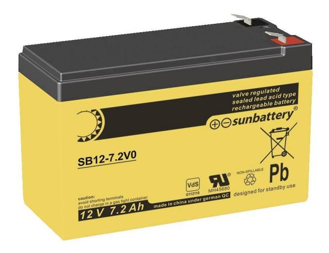 ABUS VdS Akkumulator 12V, 7 Ah BT2070 BHT ca. 151 x 65 x 94 mm Install.Baumaterial