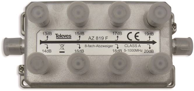 Televes Abzweiger 8fach 12-19dB AZ819F Install.Baumaterial Antennen Antennen-Zub.allgem.