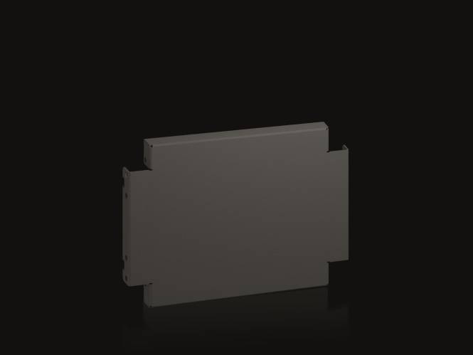 Ein elegantes, minimalistisches schwarzes rechteckiges Objekt mit drei flachen Abschnitten, das einer modernen Kunstskulptur ähnelt, vor einem schwarzen Hintergrund.