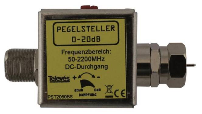 Televes Pegelsteller -18dB PST2050BS 5-2200MHz F-Buchse/F-Stecker Install.Baumaterial Antennen