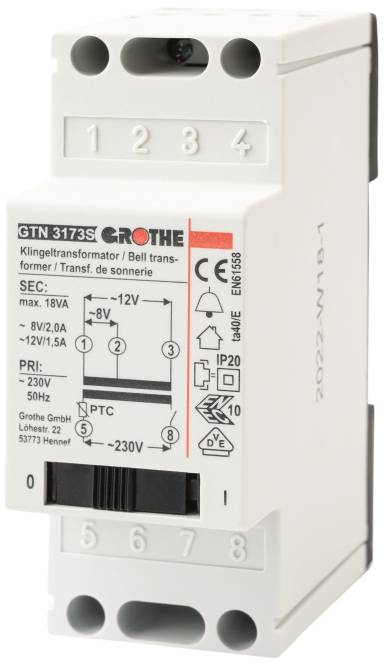 GRO Trafo 8/12V 14083 GT 3173 S 2/2/1,5A REG Install.Baumaterial Hauskomm/Batt/Sicher
