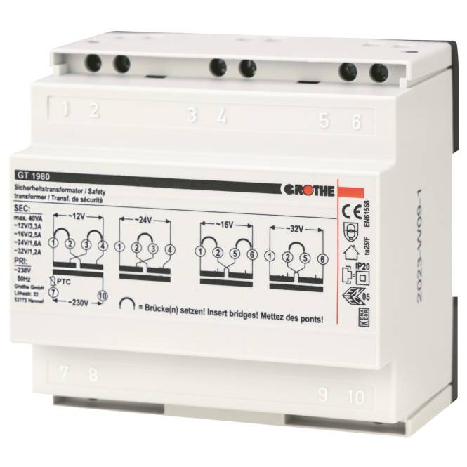 GRO Trafo 12/16/24/32V 14140 GT 1980 3,3/2,5/1,6/1,2A REG Install.Baumaterial Hauskomm/Batt/Sicher