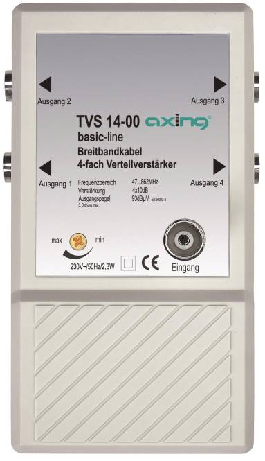 AXING CATV-Verteilverstärker TVS 14-00 4fach f.kleine CATV-Netze Install.Baumaterial Antennen