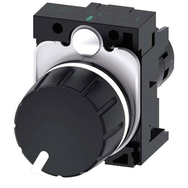 Siemens 3SU12002PS101AA0 Potentiometer 22mm rund schwarz 10K Ohm Industriematerial Ind-Schaltgeraete