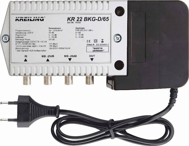 KREI BK-Verstärker KR 22 BKG-D/65 1200MHz,22dB,Hinweg 21dB,Rückweg 11310 Install.Baumaterial