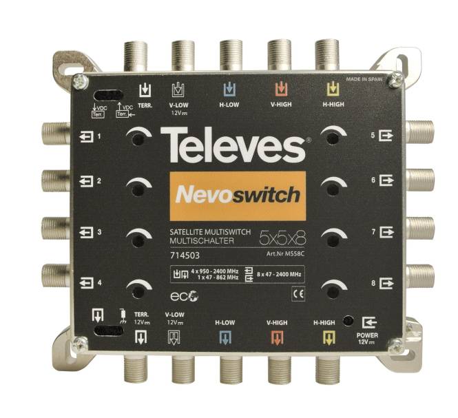 Televes Guss-Multischalter 5in8 MS58C NEVO receiverpowered 714503 Install.Baumaterial Antennen